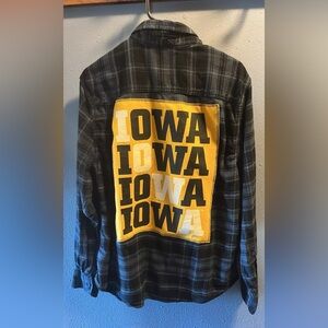 Iowa Hawkeyes upcycled flannel shirt